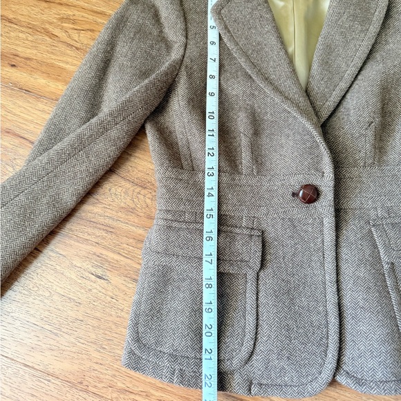 J.Crew Brown Herringbone Wool Blend Blazer - Size 4 - Picture 12 of 13